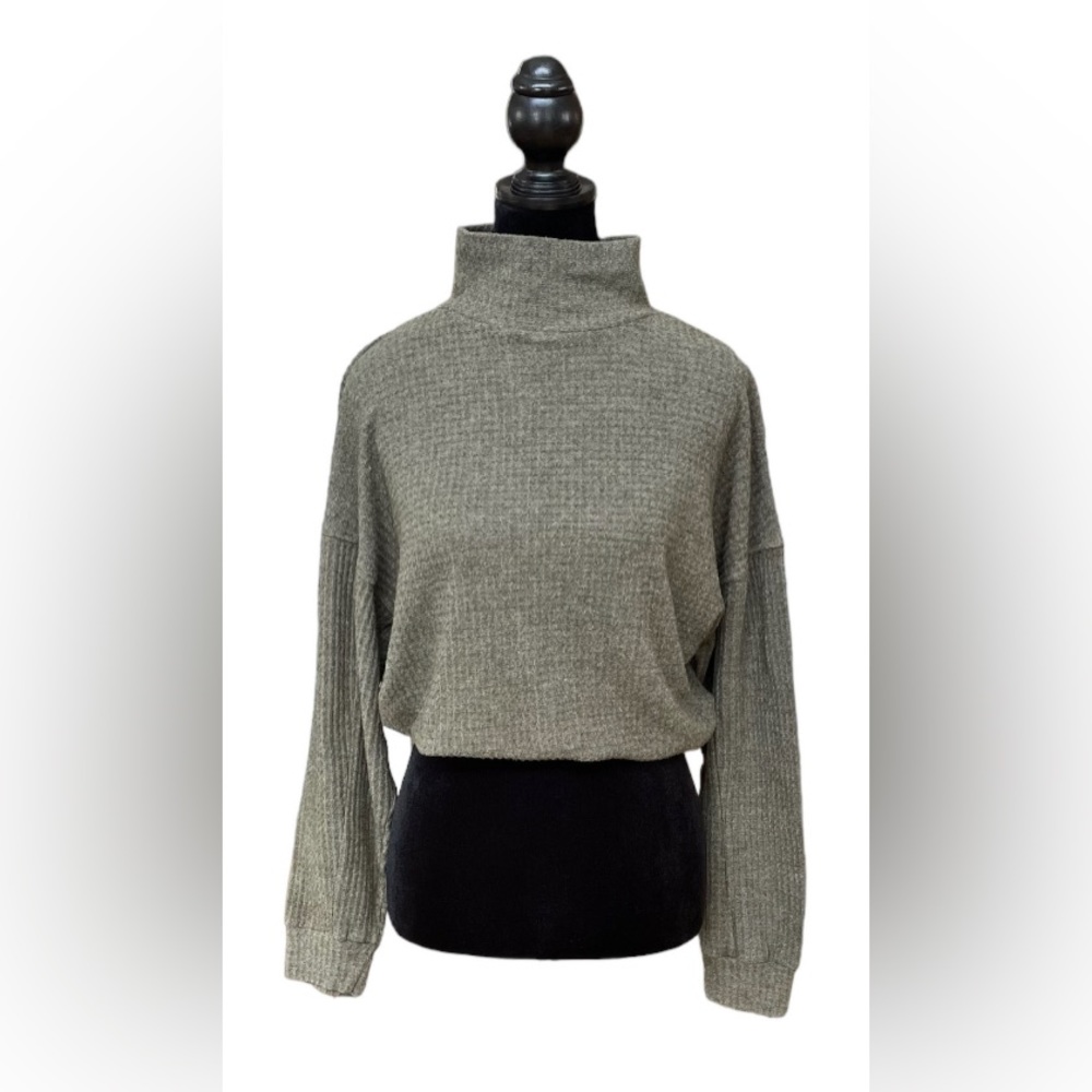 Poof!: Military Green Crop Mock Top